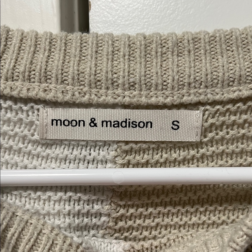 moon & madison Beige and White Striped Sweater - Picture 2 of 2